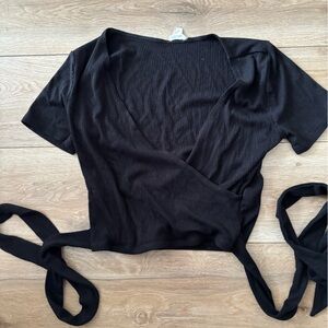 Garage Black Ribbed Knit Top